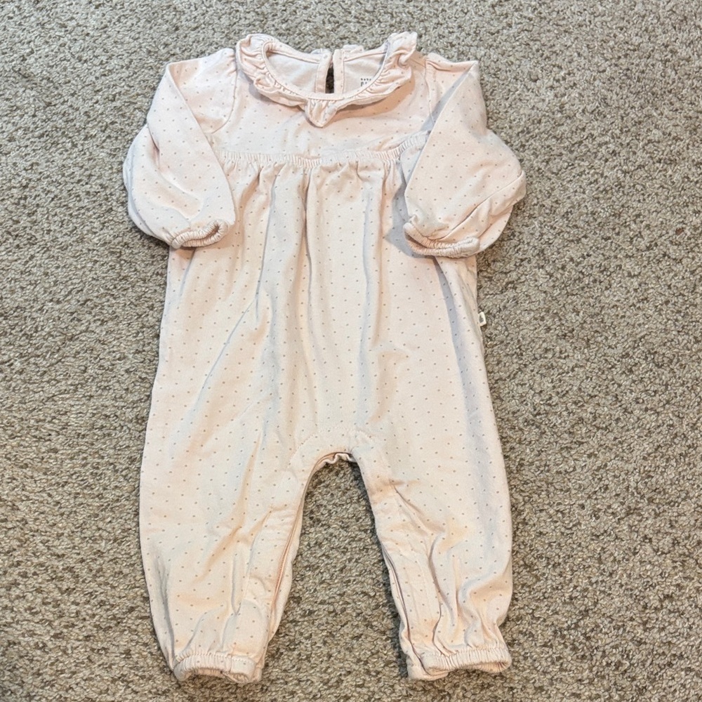 Baby Gap One Piece Cotton Ruffle Collar Dainty Polka Dot Romper Size 6-12 Mo